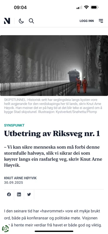 Nett.no-appen med en artikkel om norsk samferdsel.