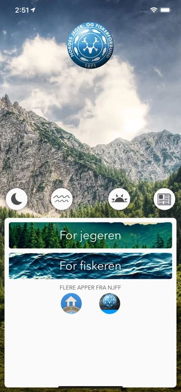 Appen til Norges Jeger- og Fiskerforbund med snarveier for jegere og fiskere.