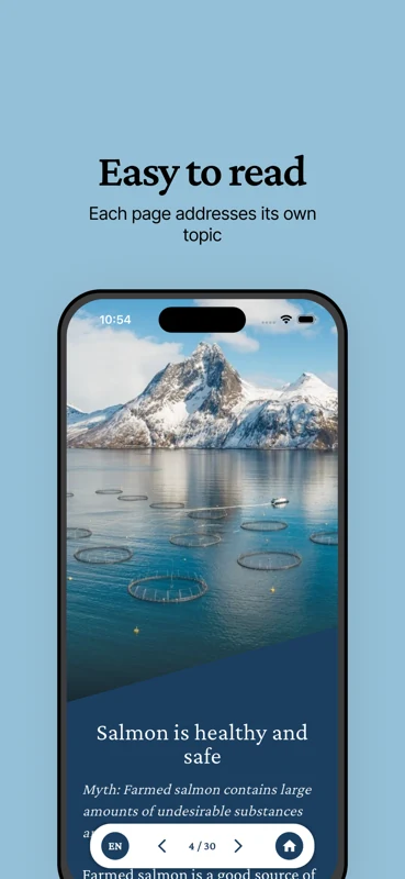 Salmar app with facts and myths about salmon.